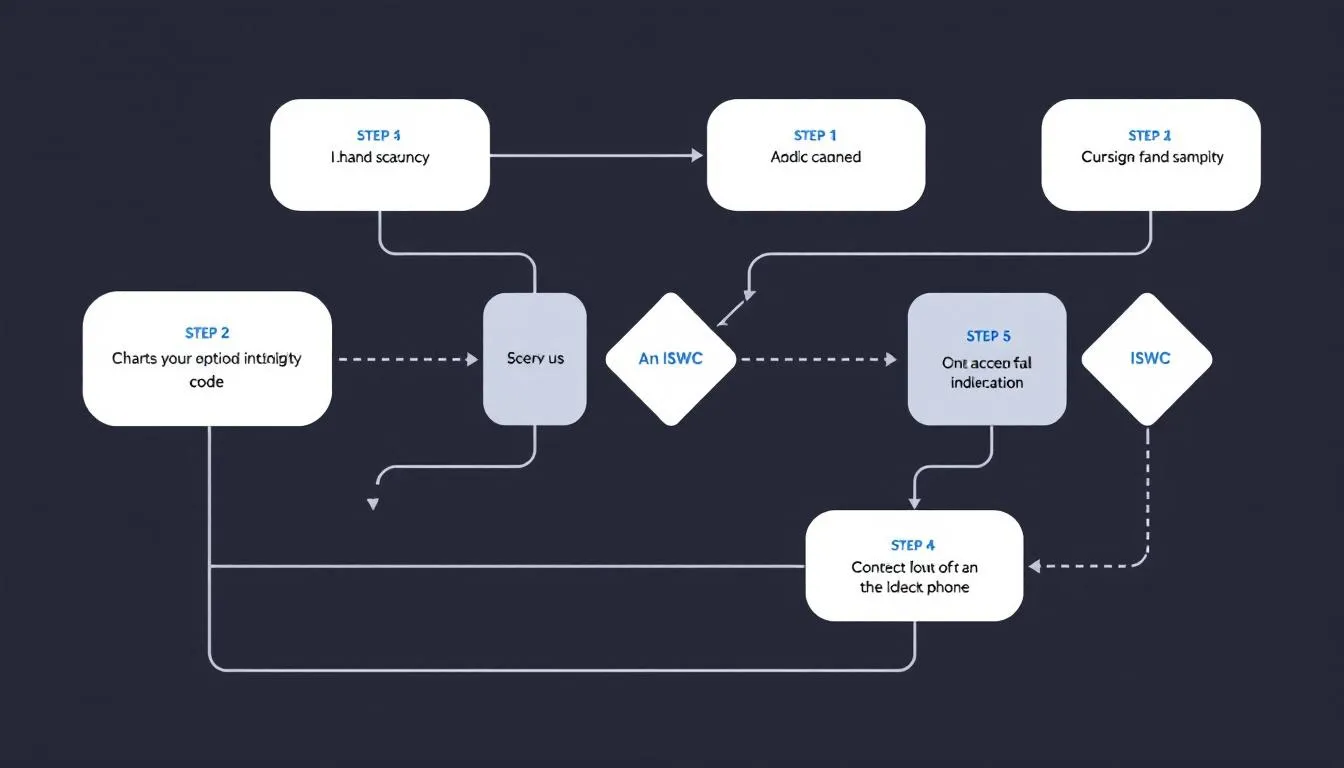 A flowchart depicting the process of acquiring an ISWC code.