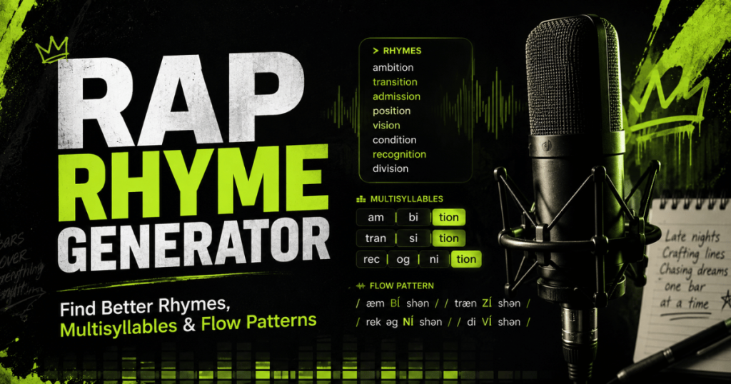 Rap Rhyme Generator: Find Better Rhymes, Multisyllables and Flow Patterns