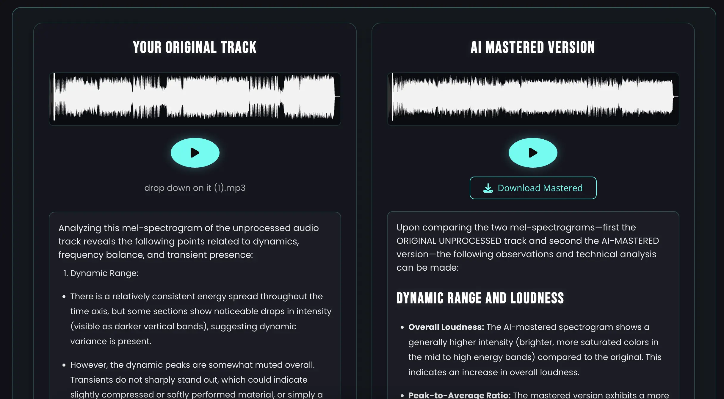 AI Mastering Automatic Mastering