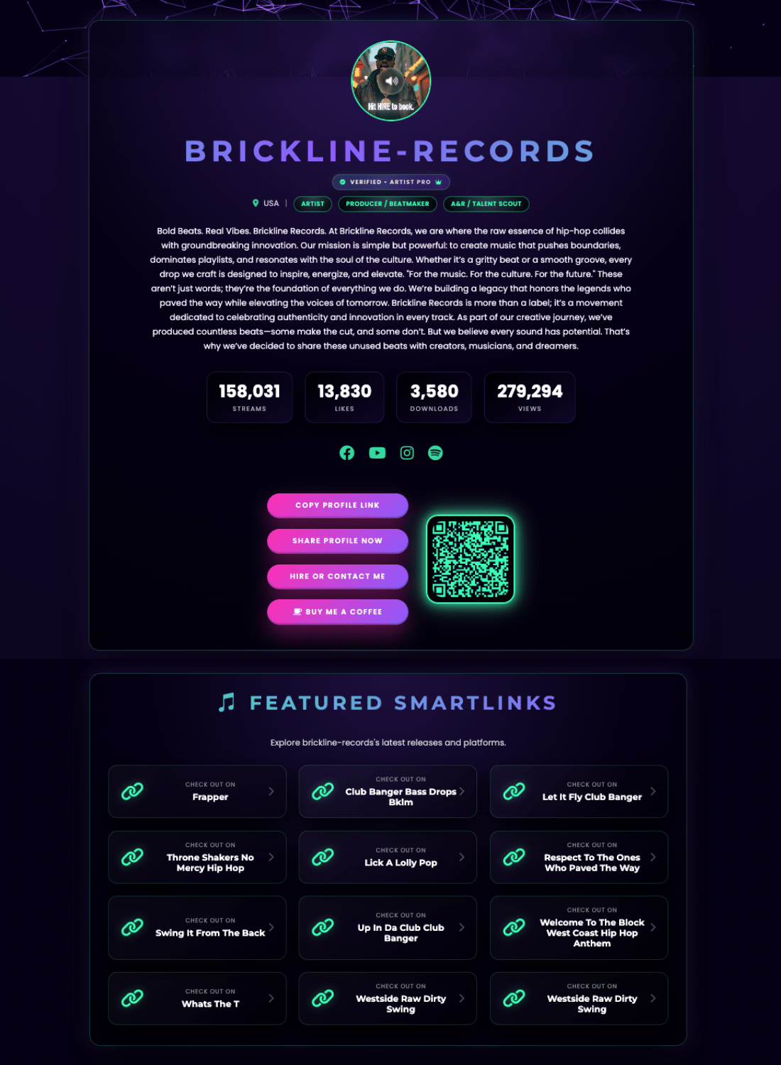 Example artist profile on BeatsToRapOn